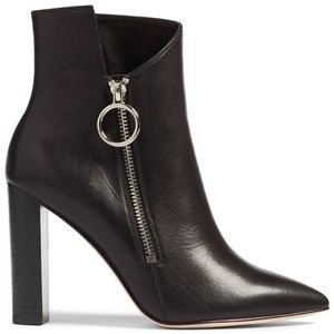 PAIGE Women's Kate Smooth Black Leather Asymmetrical Point-Toe Bootie